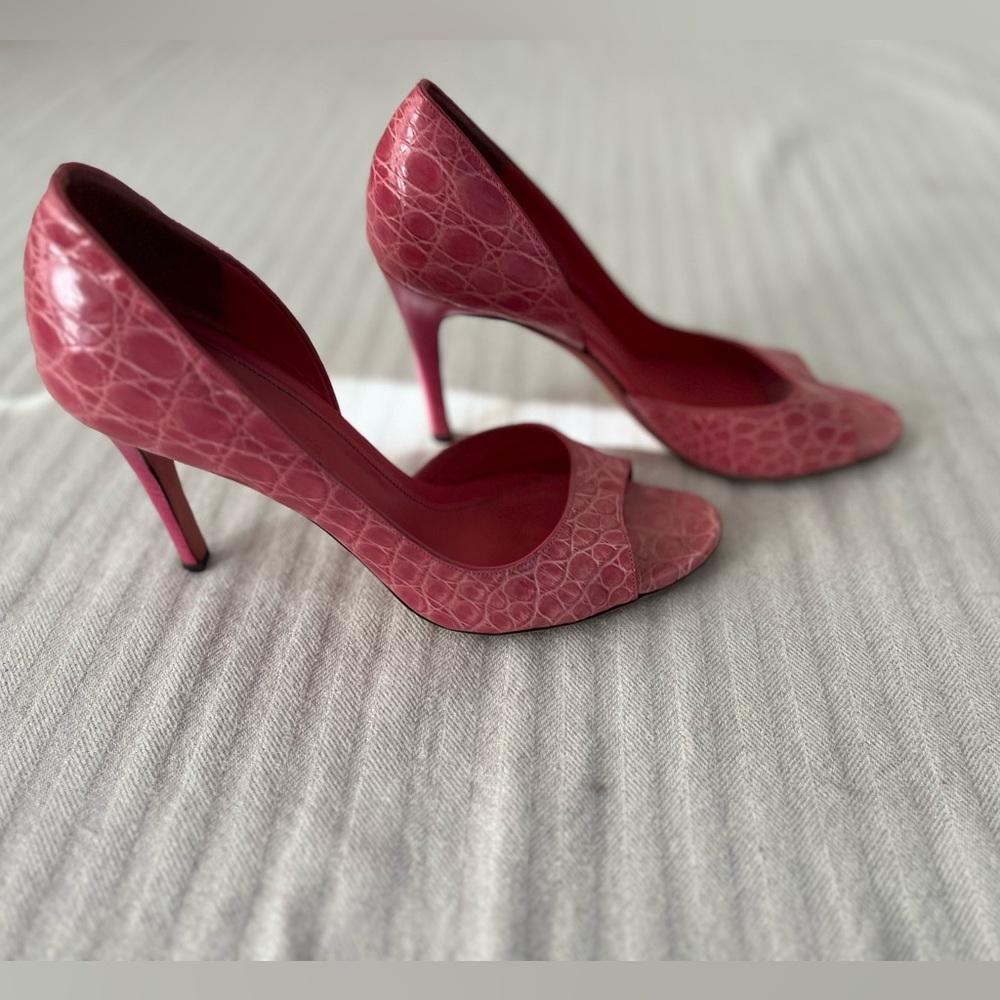 Judith Lieber pink heels